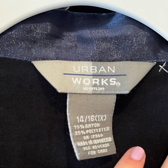 Iridescent navy blue long sleeve button down - Picture 5 of 5